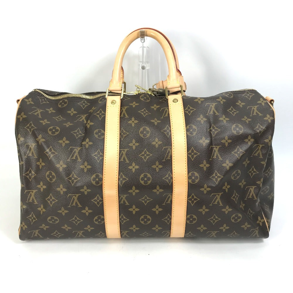 LOUIS VUITTON Boston Duffel bag ?41418 Monogram canvas Brown Travel Bag Shoulder Bag Handbag Keepall bandouliere45