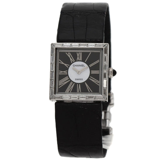 CHANEL Watches Quartz H0106 K18WG Silver Mademoiselle Diamond Bezel Black x white shell dial