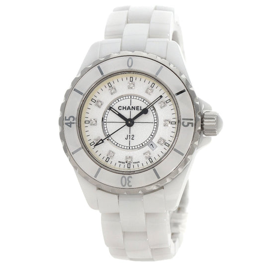 CHANEL Watches Quartz H1628 ceramic white J12 1.3" 12P Diamond white dial