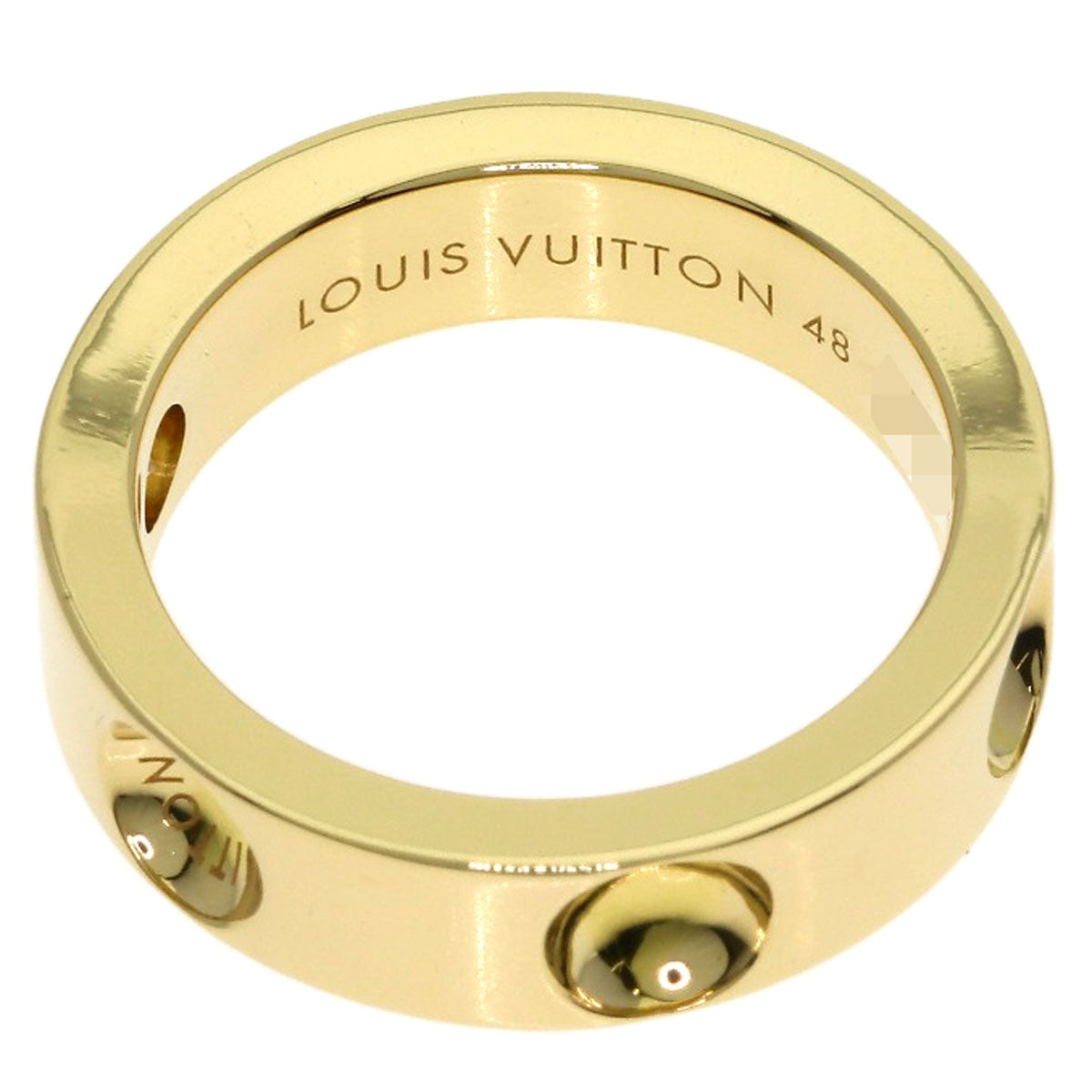 LOUIS VUITTON Ring 18K Yellow Gold gold Petite Bourg 1P Diamond #48