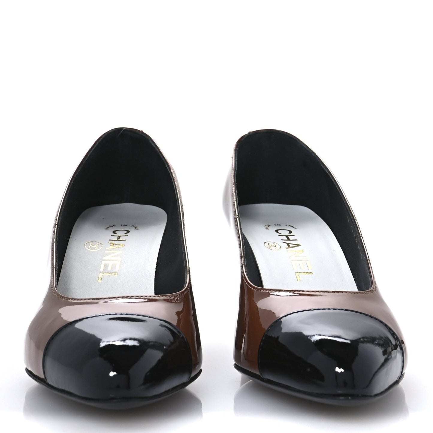 Chanel Patent Calfskin Pumps 36 Brown Black