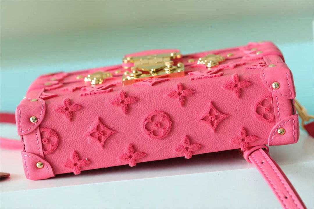 Top Quality Petite Malle Tufted Fluo Pink For Women,  Shoulder And Crossbody Bags 7.9in/20cm Top Quality M20745