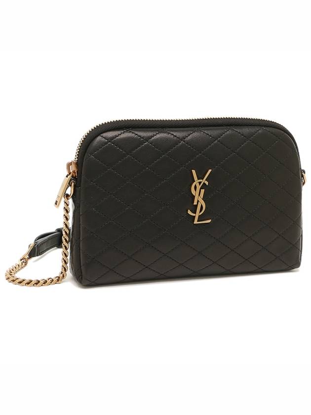 Luxury Saint Laurent Trending 2025 Gaby Quilted Lambskin Chain Cross Bag Black