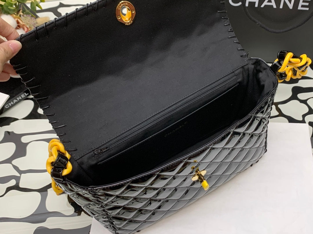 CHLVinyl Classic Black and Yellow Shoulder bag For Women 29cm/11.5in