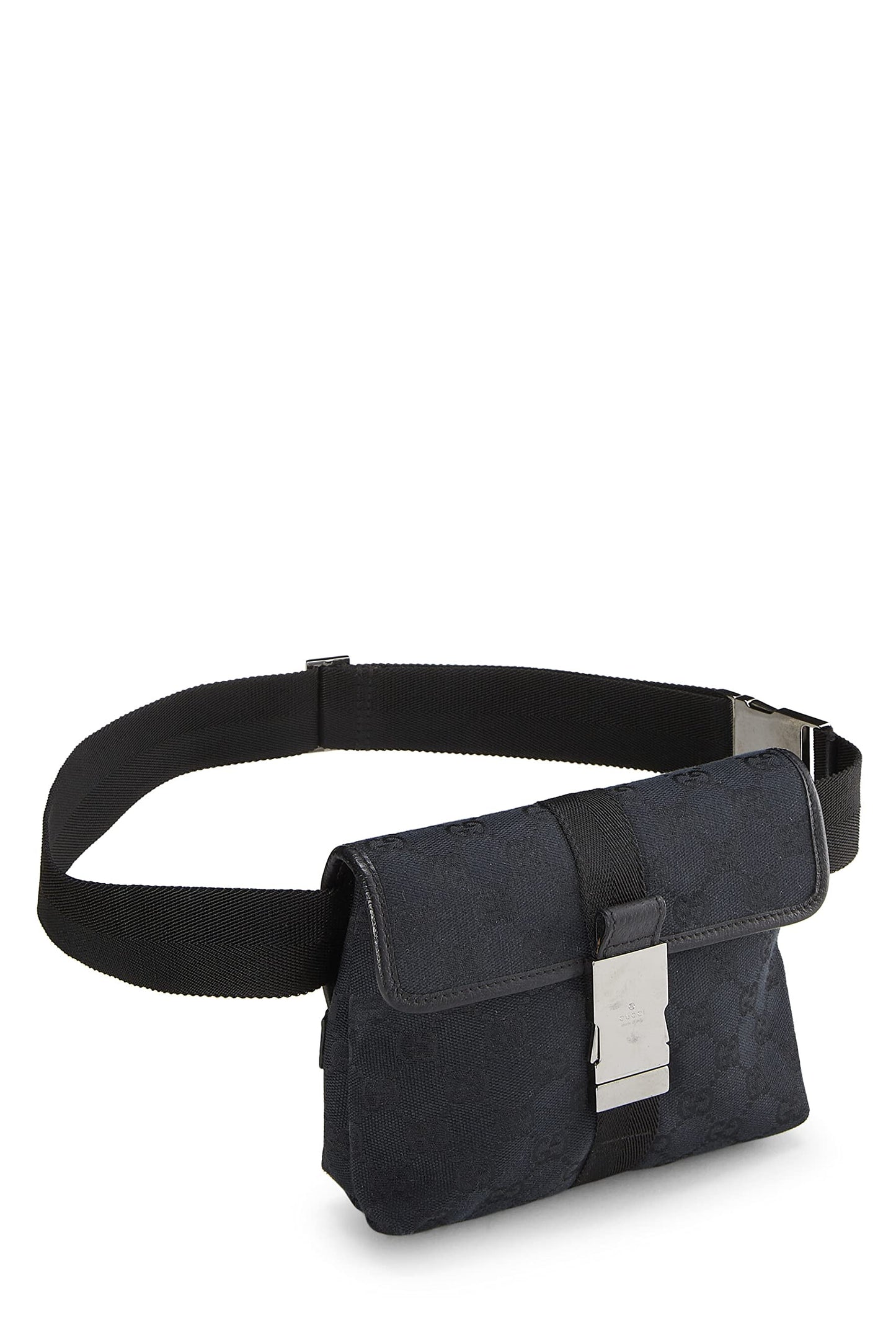 Gucci, Black Original GG Canvas Buckle Flap Belt Bag Small, Black