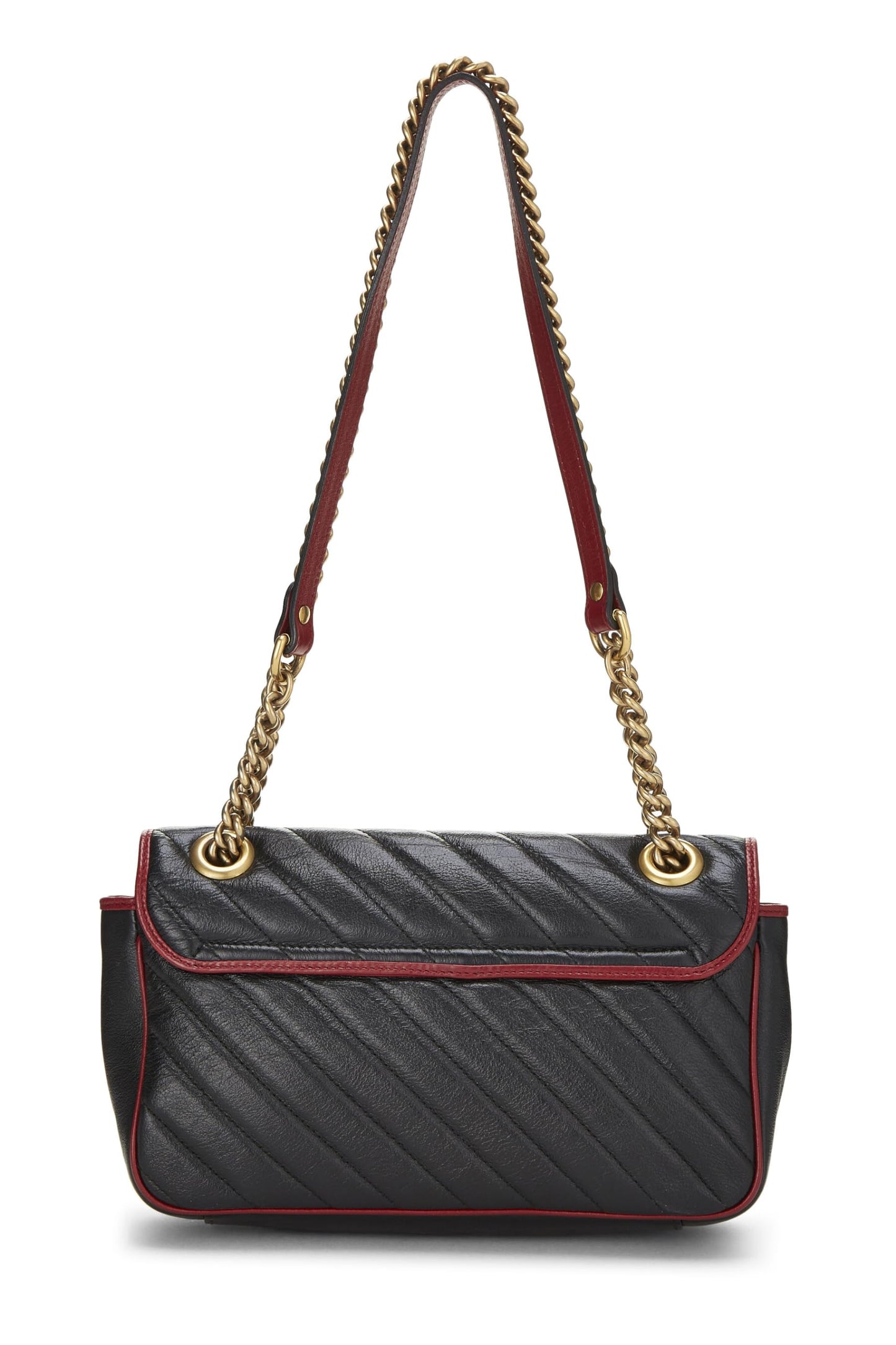 Gucci, Black Leather Torchon GG Marmont Shoulder Bag Small, Black