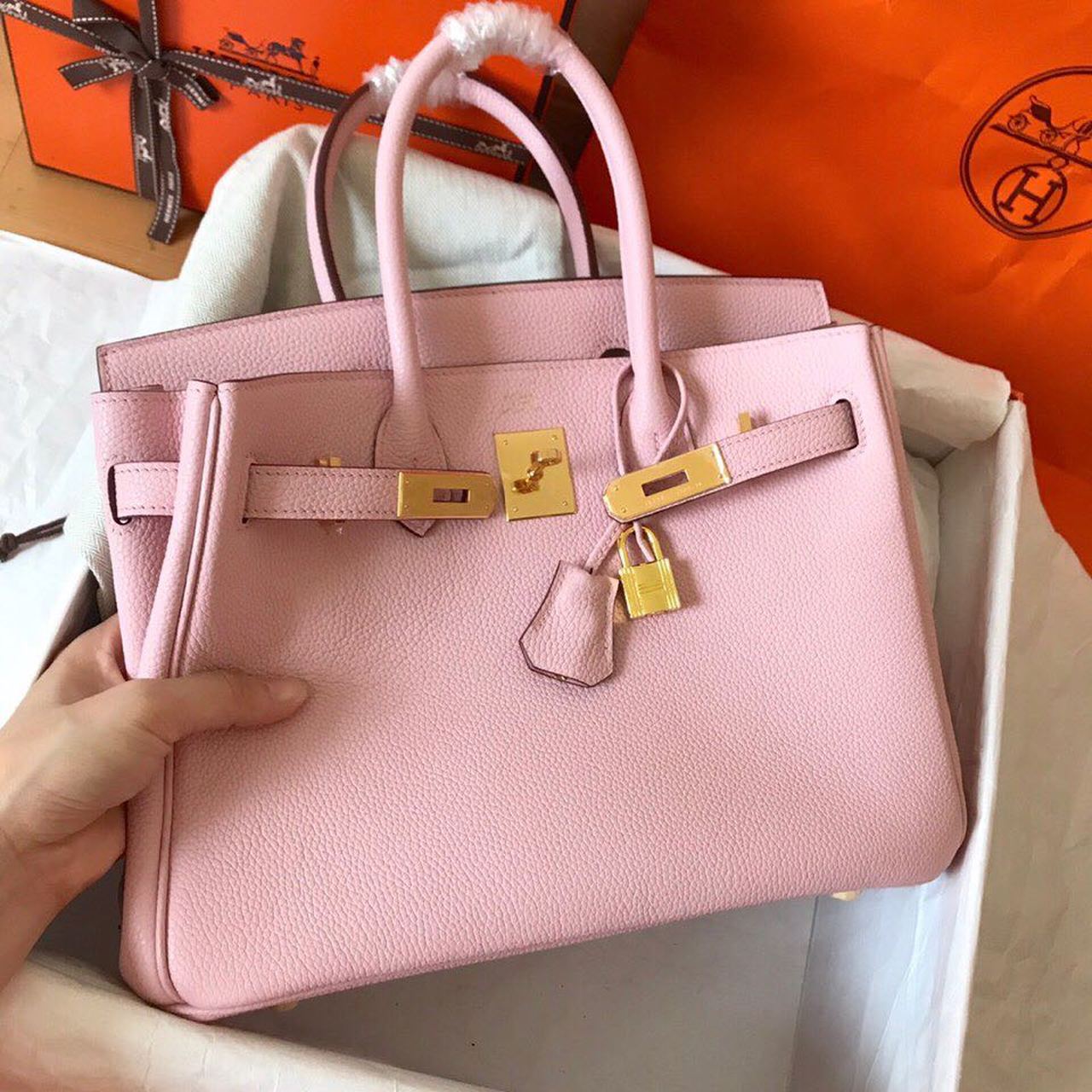 Top Quality Birkin Electric Rose Sakura 3Q For Women Gold Toned Hardware 11.8in/30cm