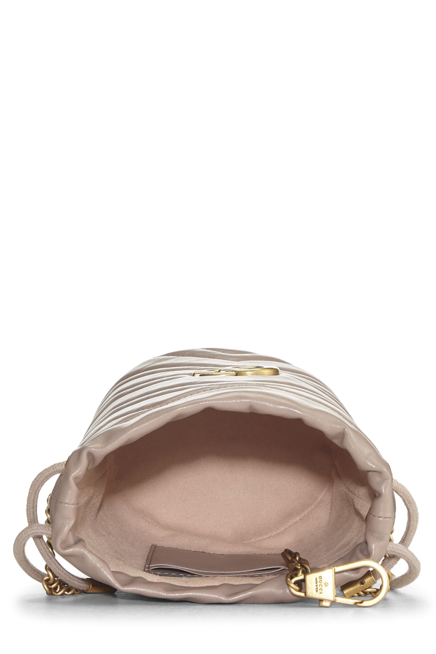 Gucci, Beige Leather 'GG' Marmont Chain Bucket Bag Small, Beige