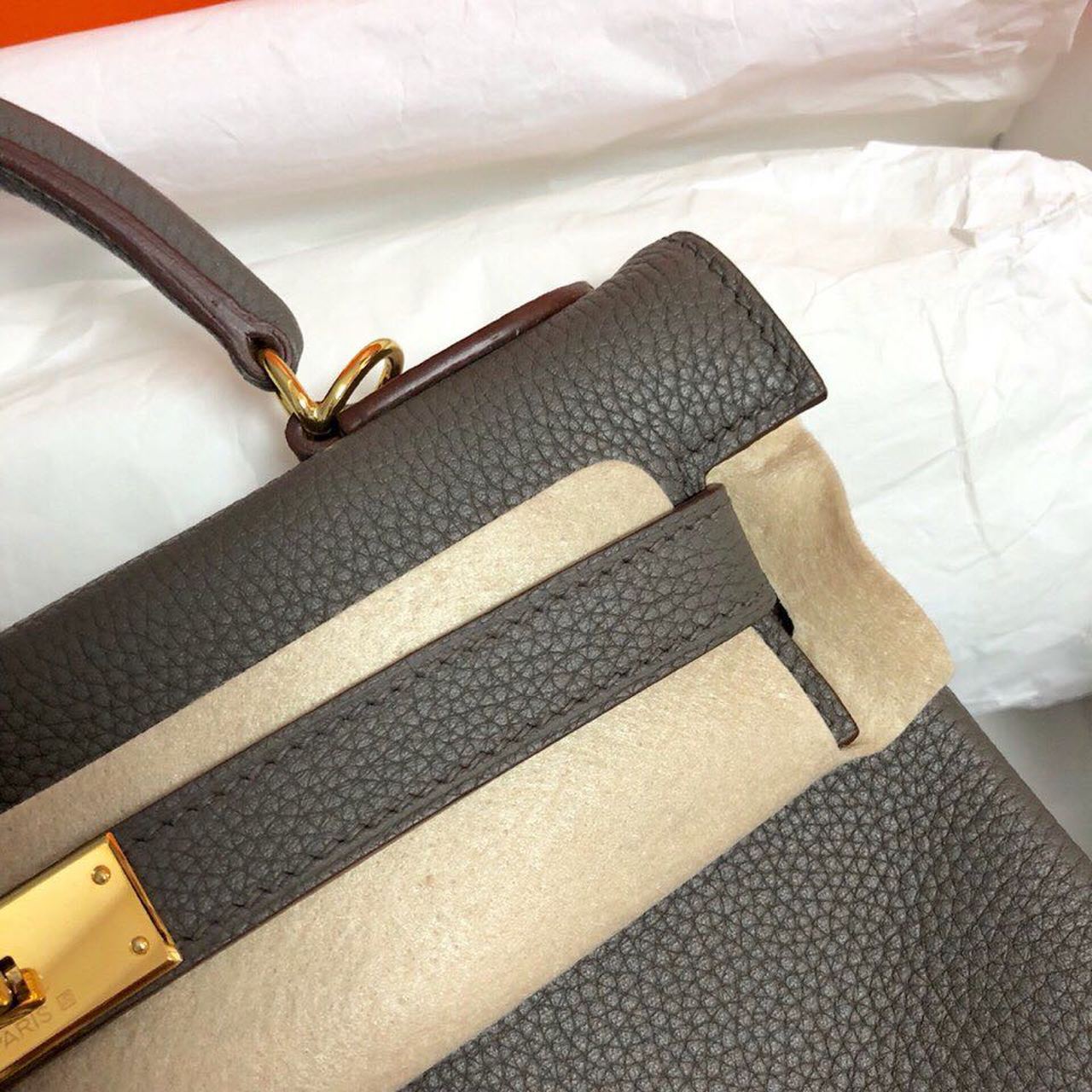 Top Quality Birkin Electric Etoupe CK81 For Women Gold Toned Hardware 11.8in/30cm