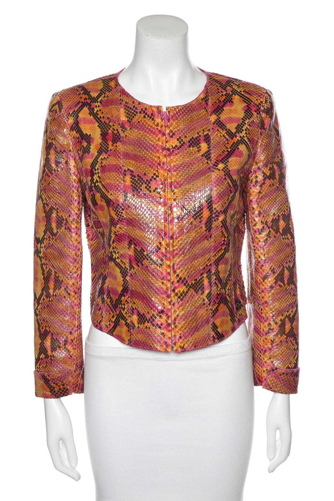 Chanel   2000 Multicolor Python Zip Up Jacket SZ 40