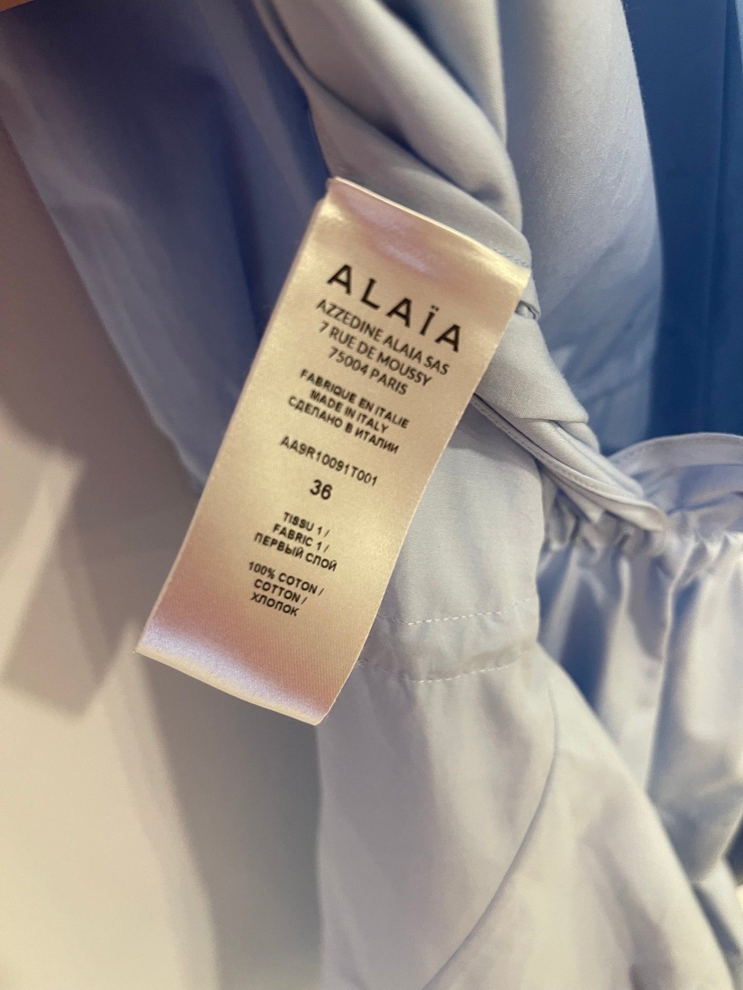 Ala•a Blue Long Sleeve Midi Dress with Back Cut Detail Size FR 36 (UK 8)