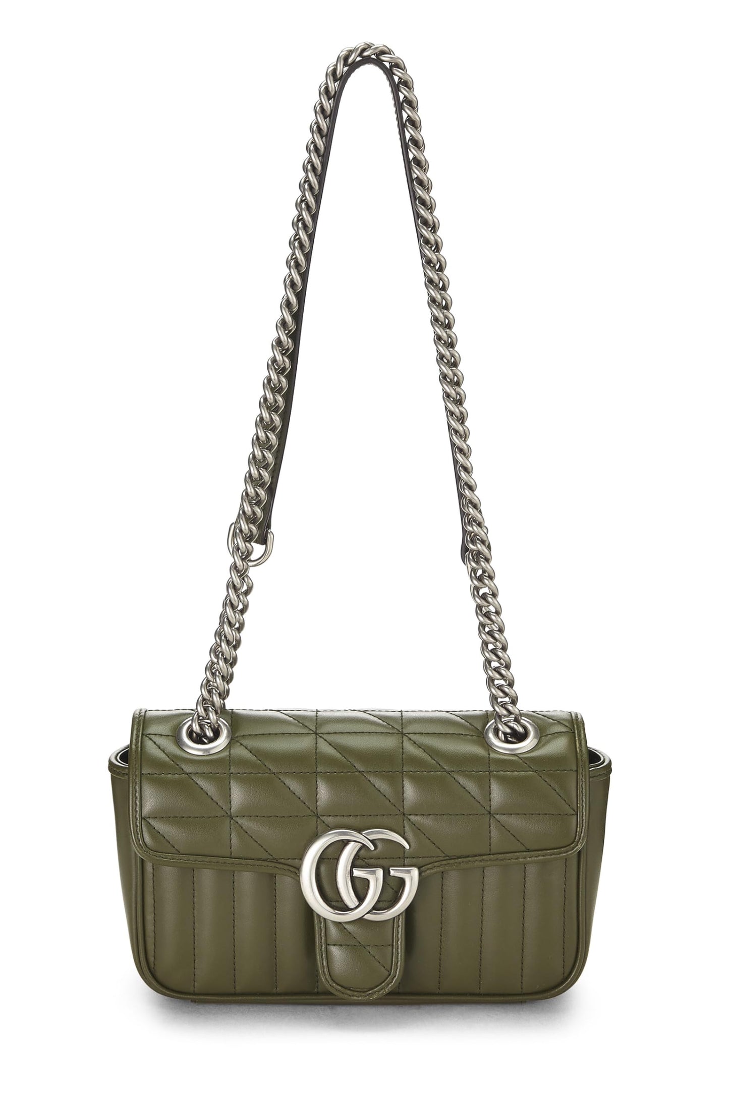 Gucci, Green Leather GG Marmont Crossbody Bag, Green