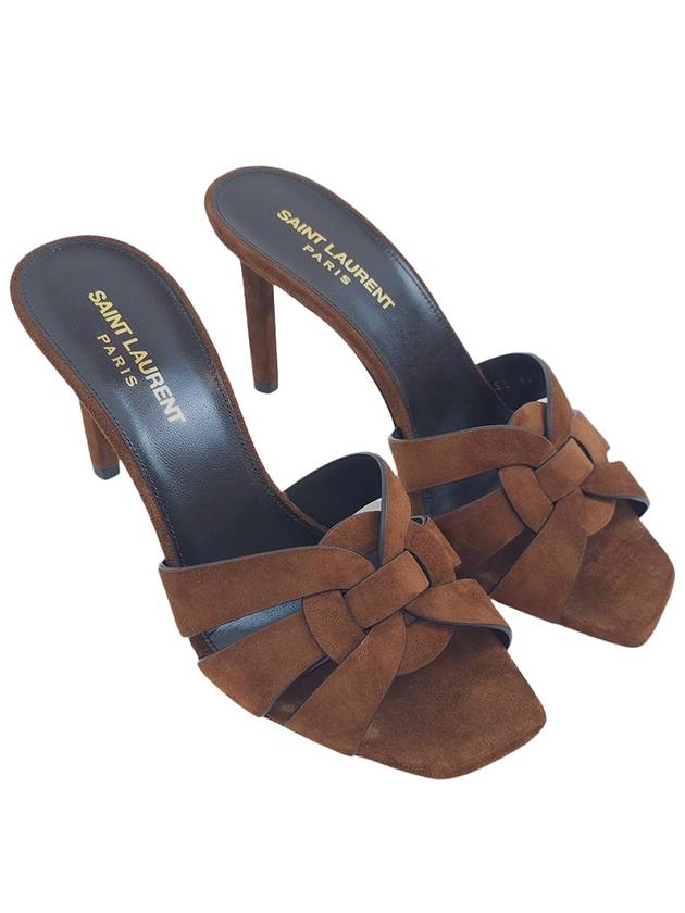 Luxury Saint Laurent Trending 2025 Tribute Suede Mules Brown
