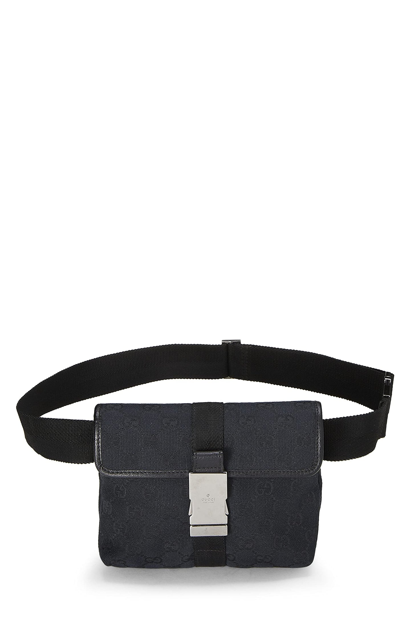 Gucci, Black Original GG Canvas Buckle Flap Belt Bag Small, Black