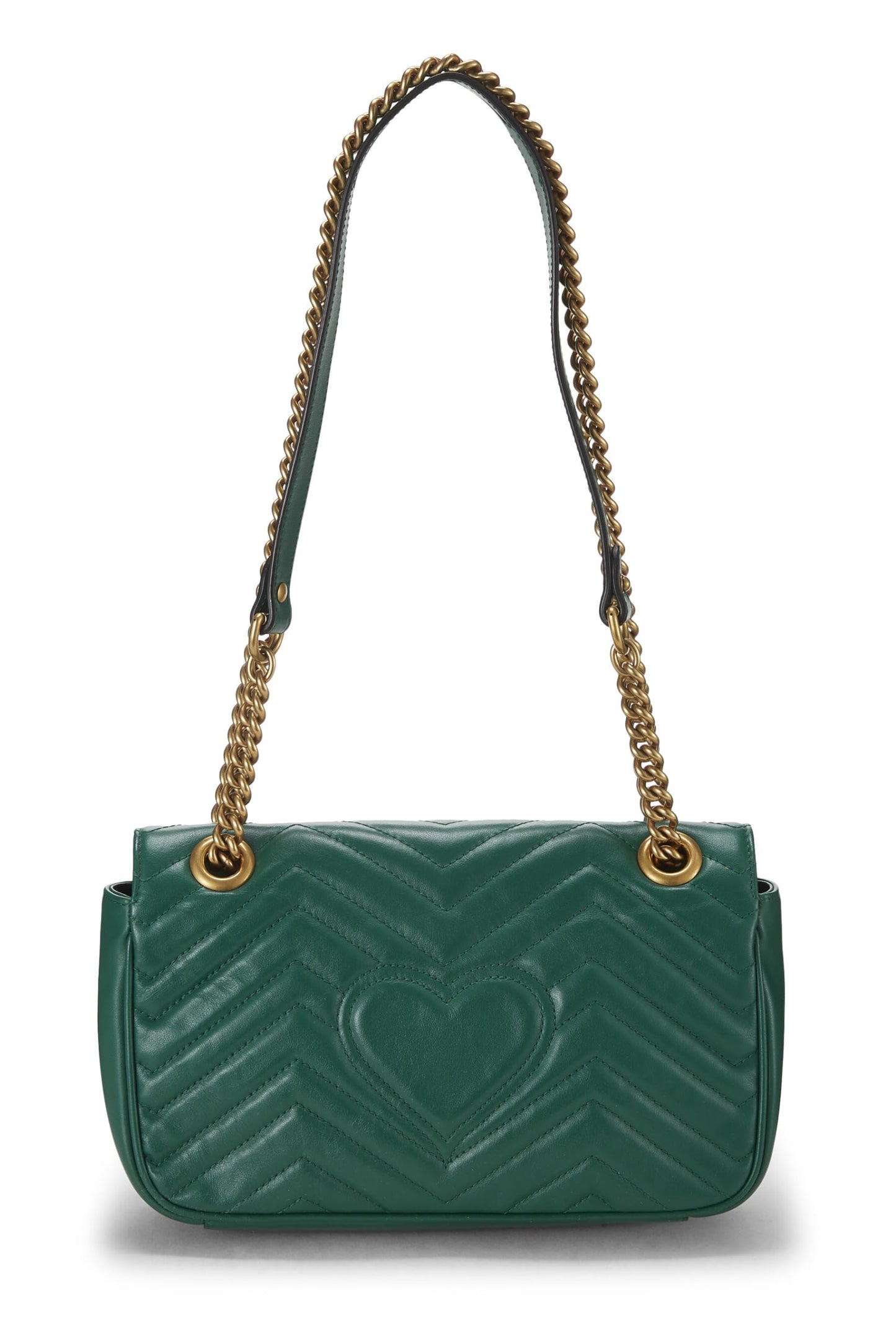 Gucci, Green Leather GG Marmont Matelassé Mini, Green