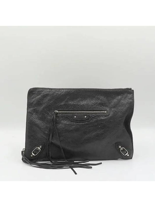 Luxury Balenciaga Trending 2025 362967 Black leather classic gold zip up decoration clutch bag