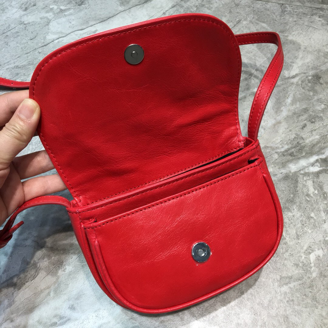 Top Quality Leader Soft Round Cross Bag In Red, For Women,  Bags 6.3in/16cm