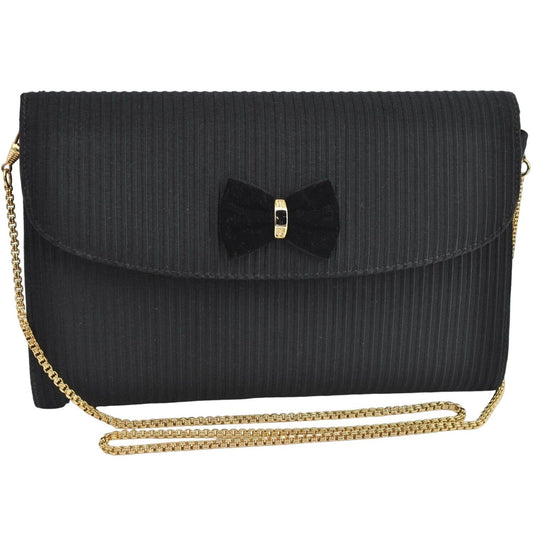 , one of a kind, Gucci, black silk & velvet over leather, two-way style- clutch or cross body bag with an Art Deco style & velvet bow