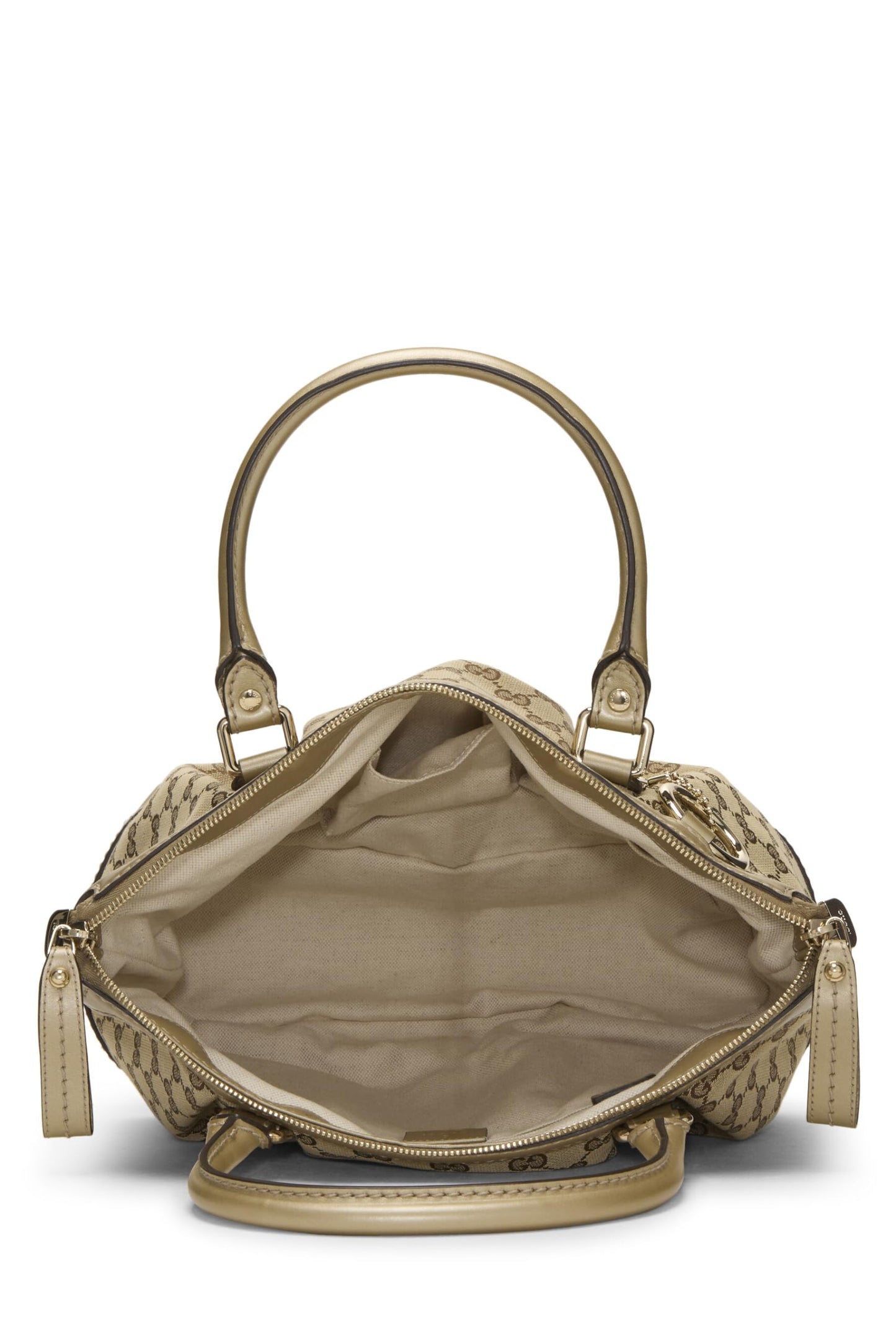 Gucci, Gold Original GG Canvas Sukey Zip Handbag, Gold