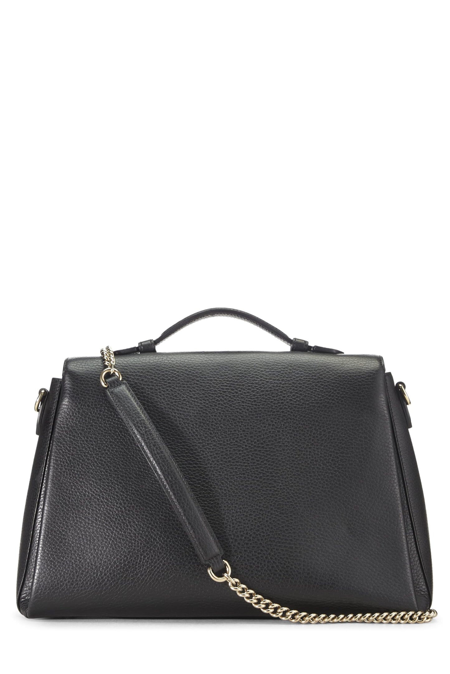 Gucci, Black Leather Interlocking Handle Bag Large, Black