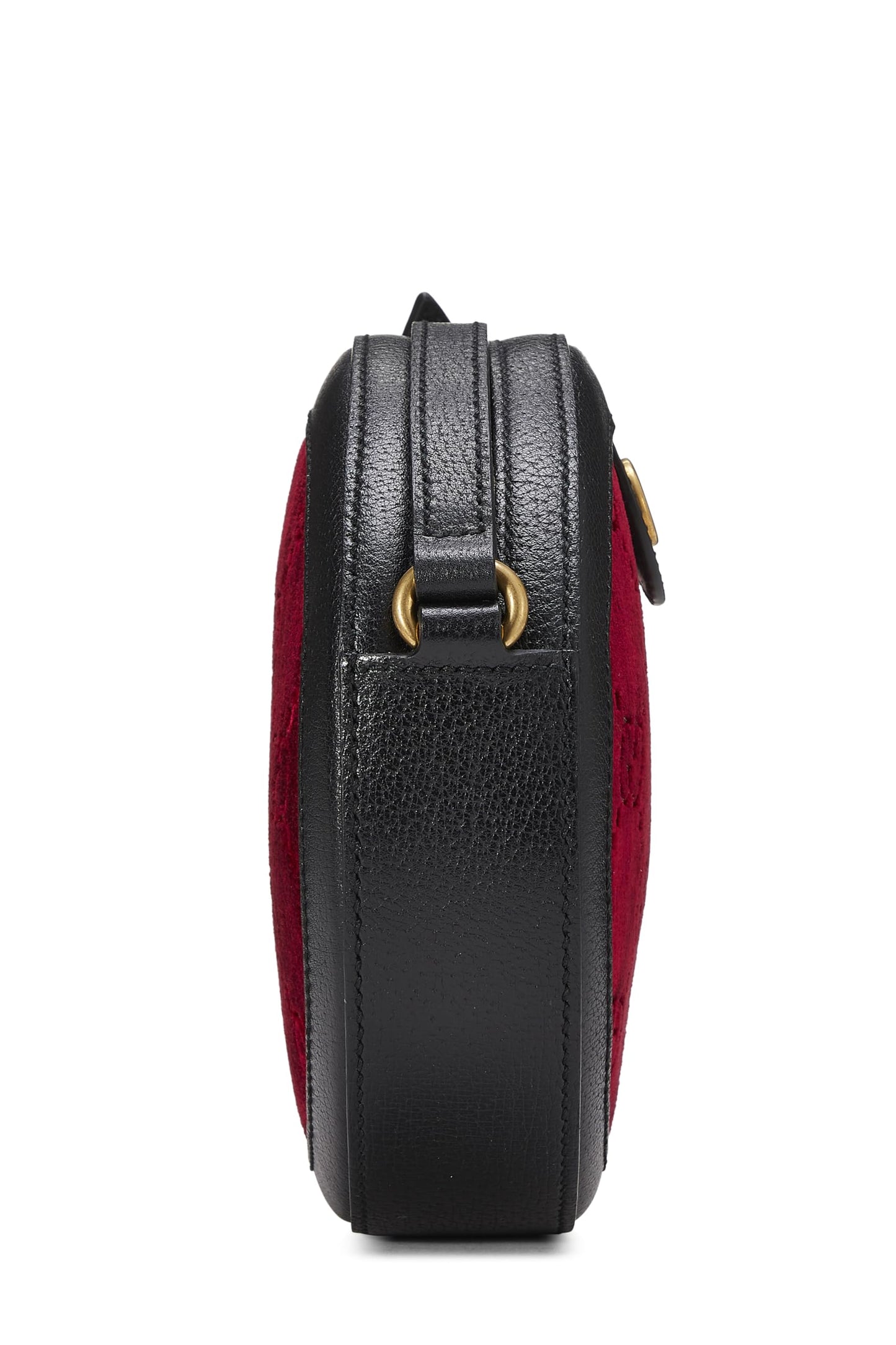 Gucci, Burgundy Velvet GG Marmont Round Shoulder Bag Mini, Burgundy