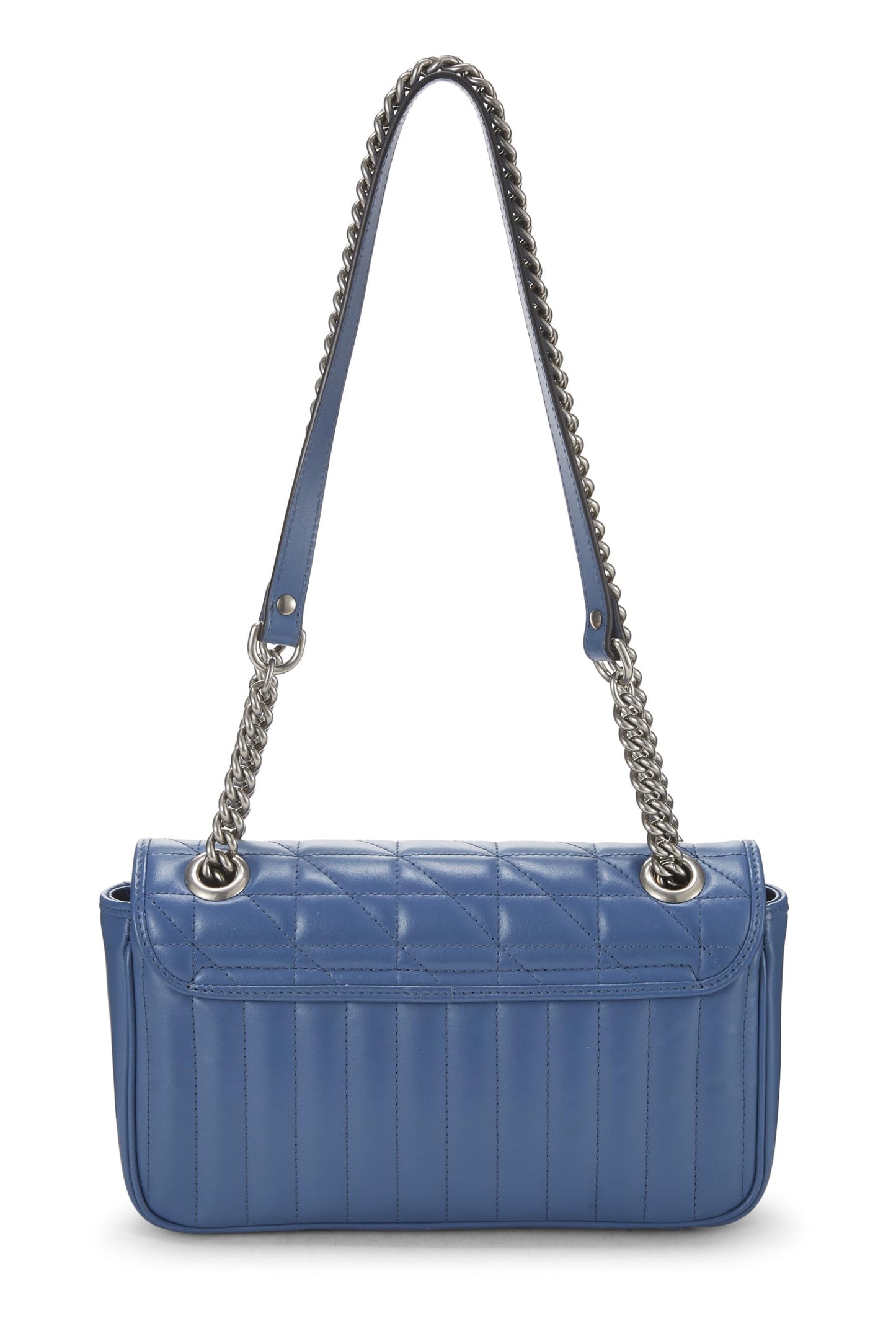 Gucci, Blue Leather Marmont Matelassé Shoulder Bag, Blue