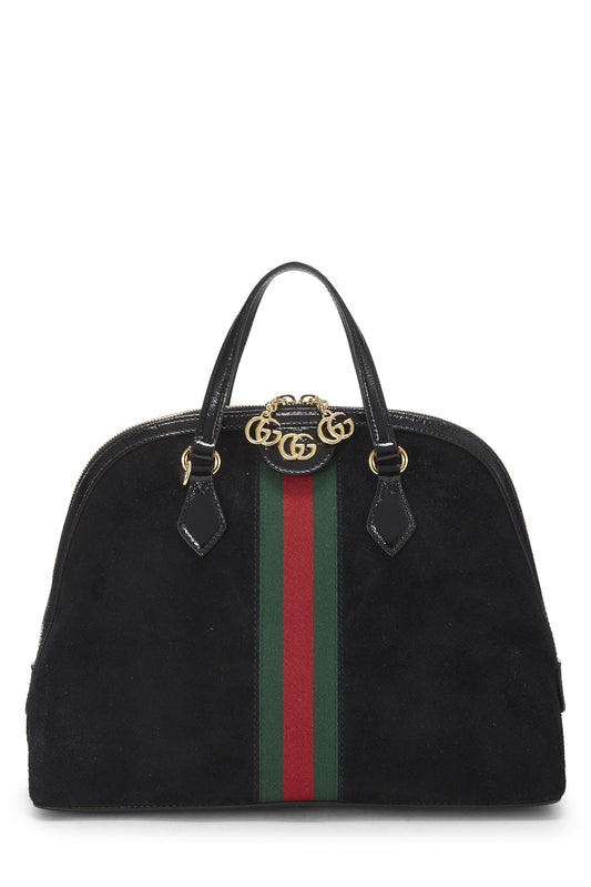 Gucci, Black Suede Ophidia Dome Bag Medium, Black