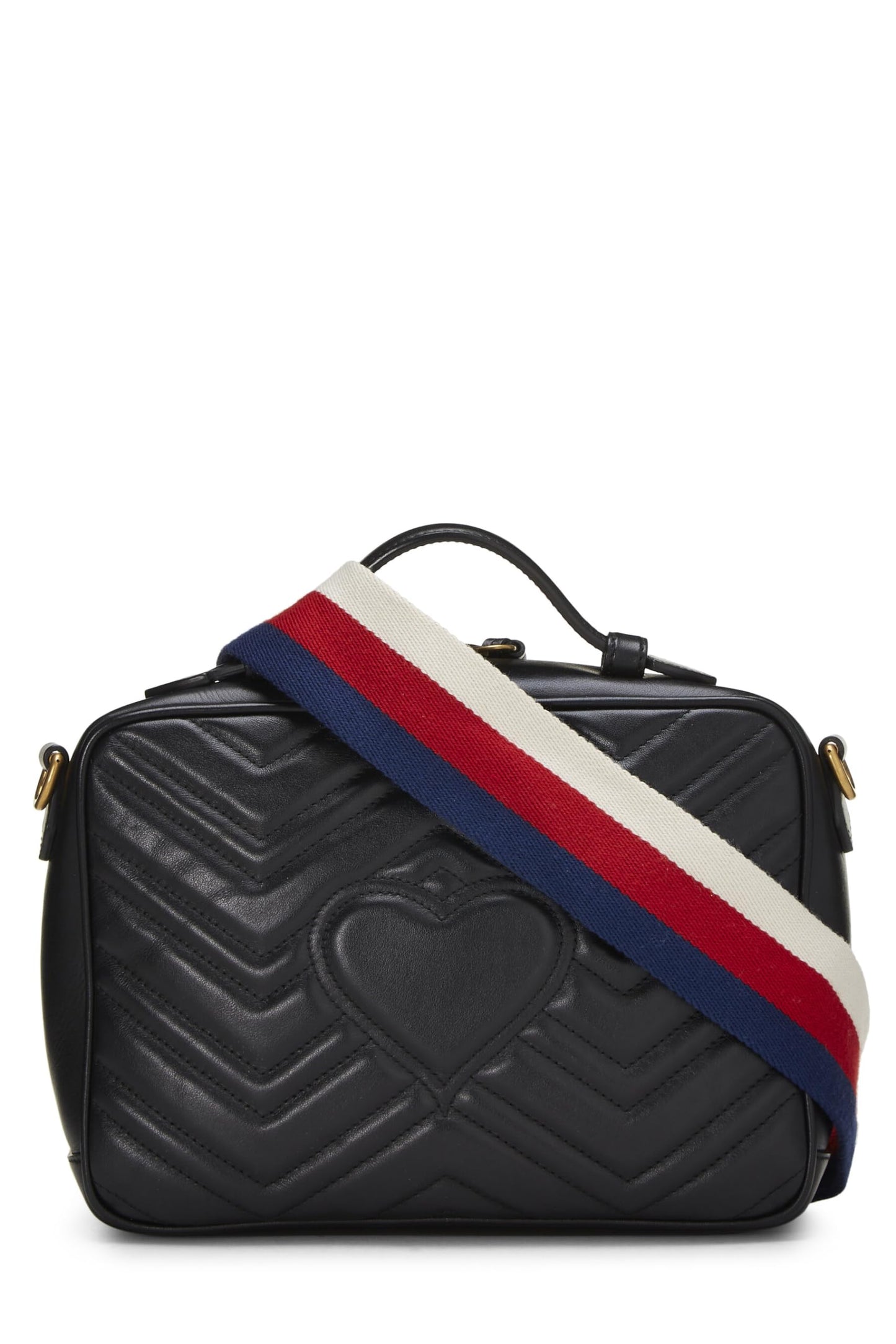Gucci, Black Leather GG Marmont Top Handle Shoulder Bag Small, Black