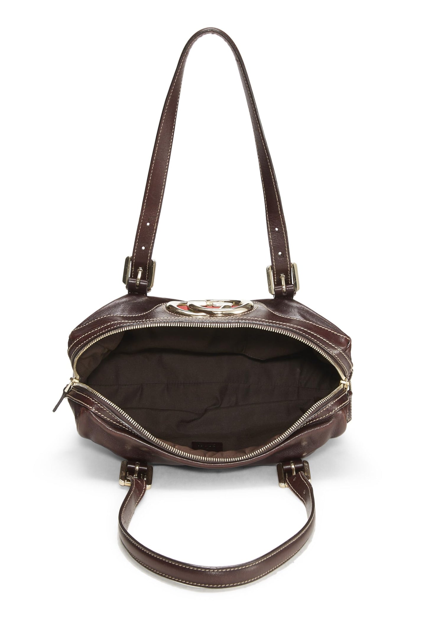 Gucci, Brown Leather Britt Boston Handbag, Brown