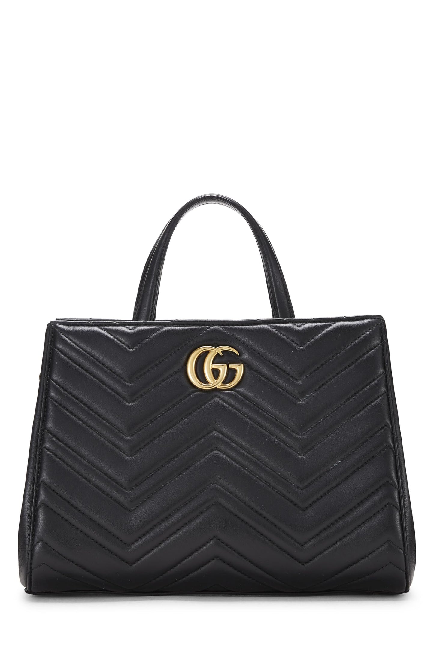 Gucci, Black Leather GG Marmont Top Handle Bag Small, Black