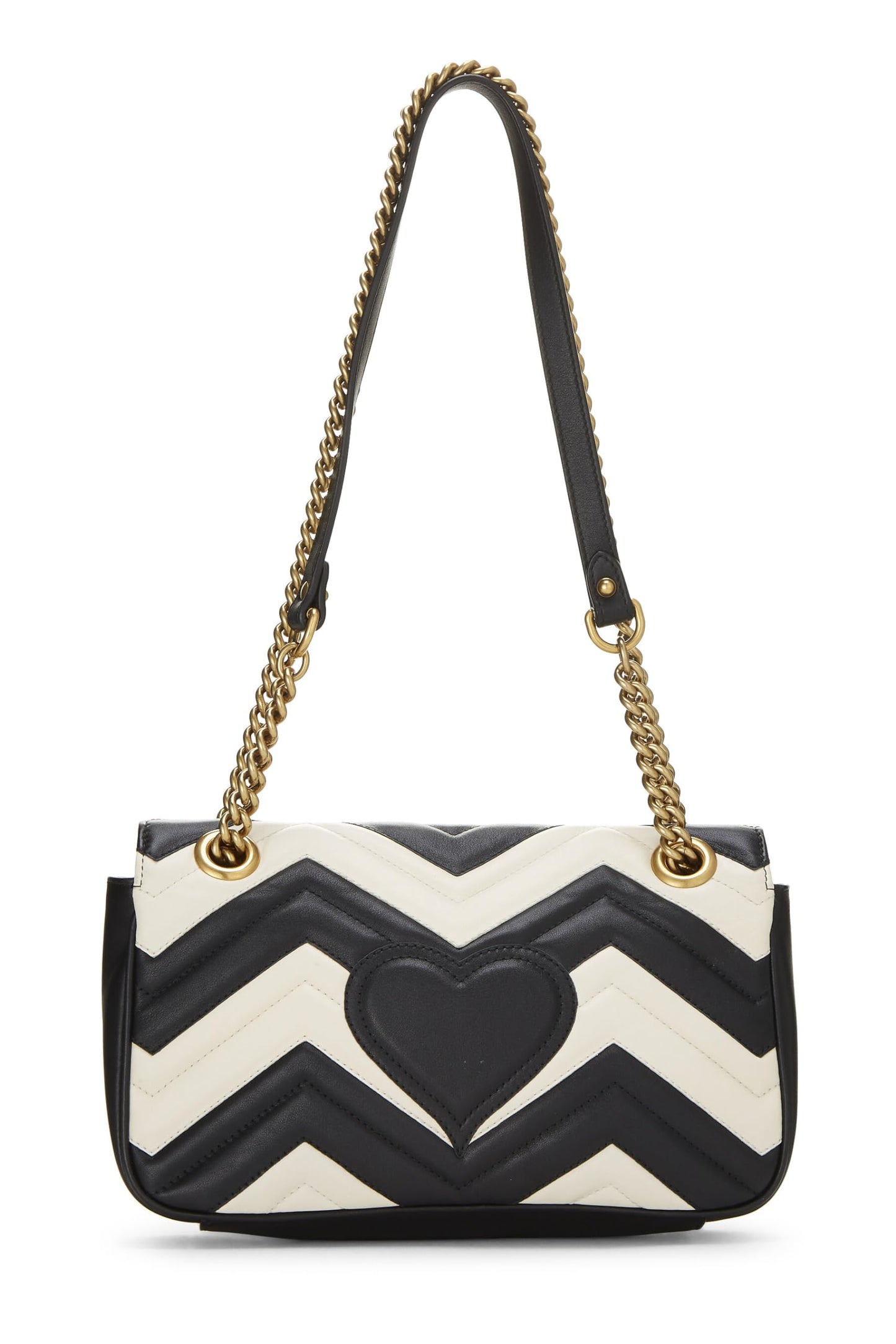 Gucci, Black & White Leather GG Marmont Shoulder Bag Small, Multi