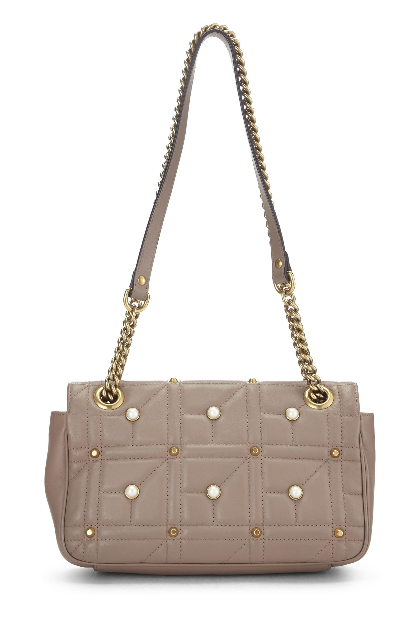Gucci, Beige Pearl Matelassé Leather Marmont Shoulder Bag Small, Beige