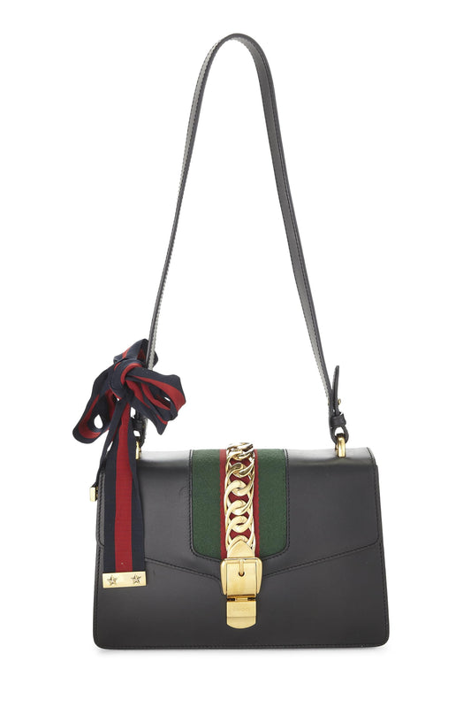 Gucci, Black Leather Web Sylvie Small, Black