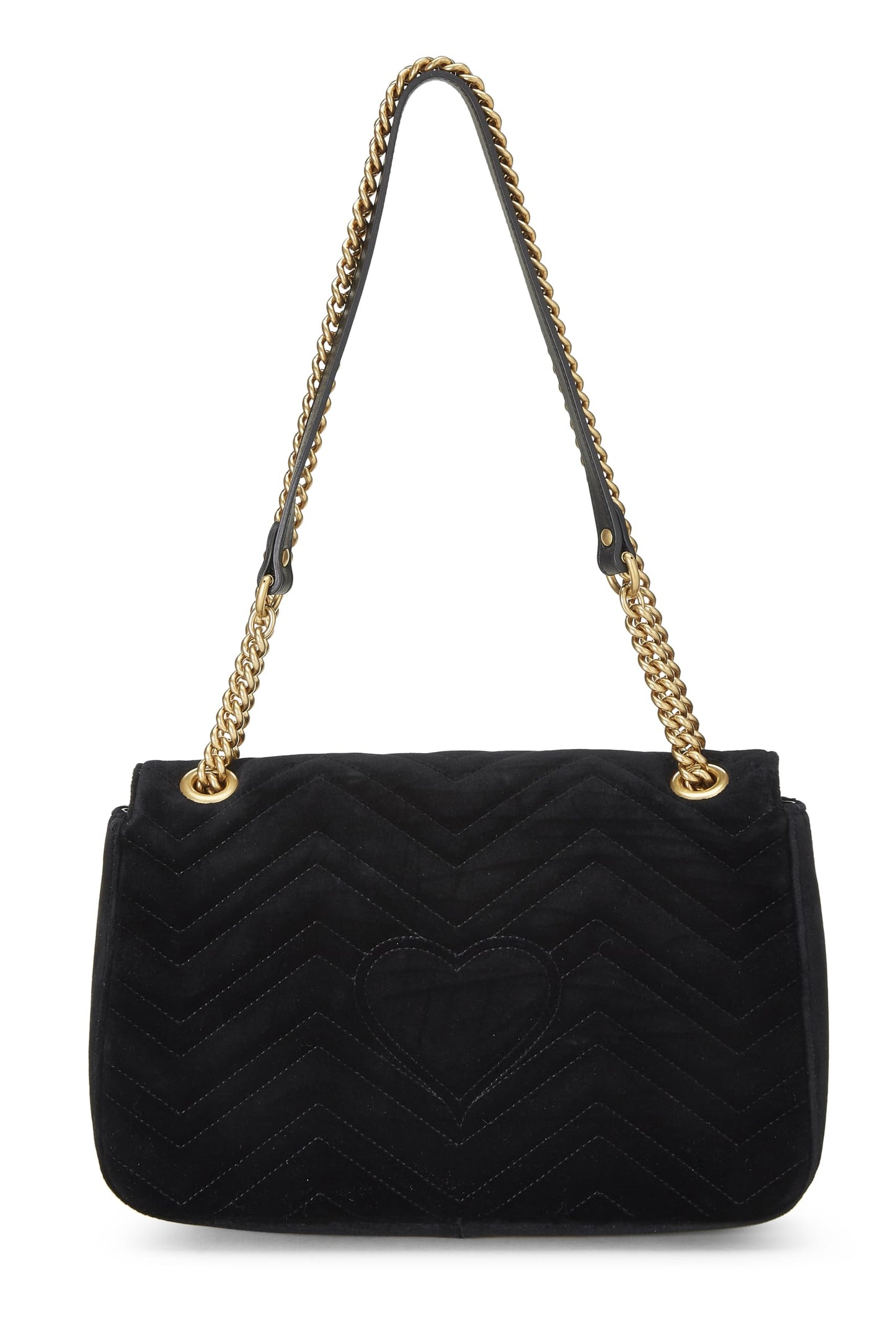 Gucci, Black Velvet Marmont 'Loved' Shoulder Bag, Black