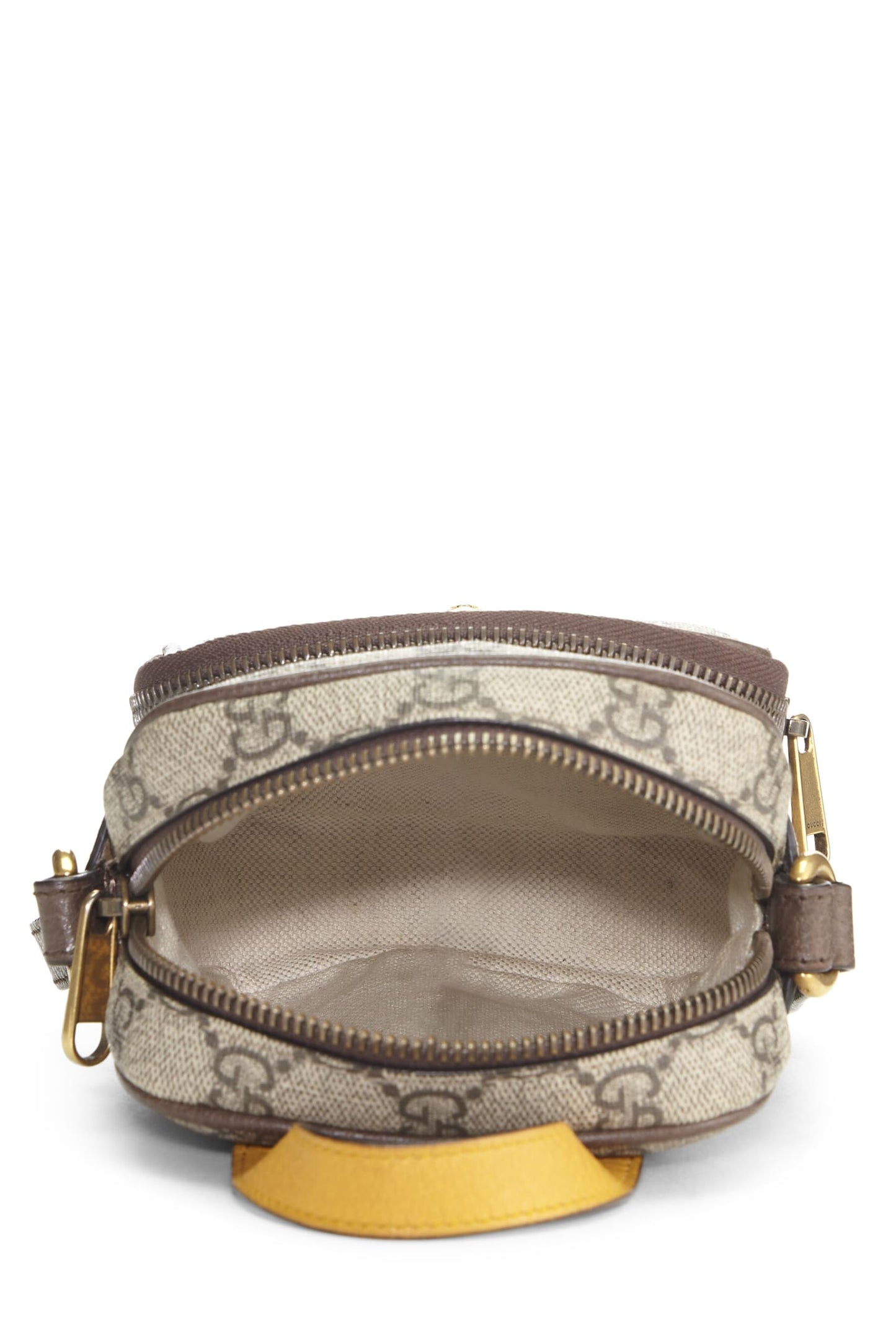 Gucci, Brown GG Supreme Neo   Double Zip Camera Bag Mini, Brown