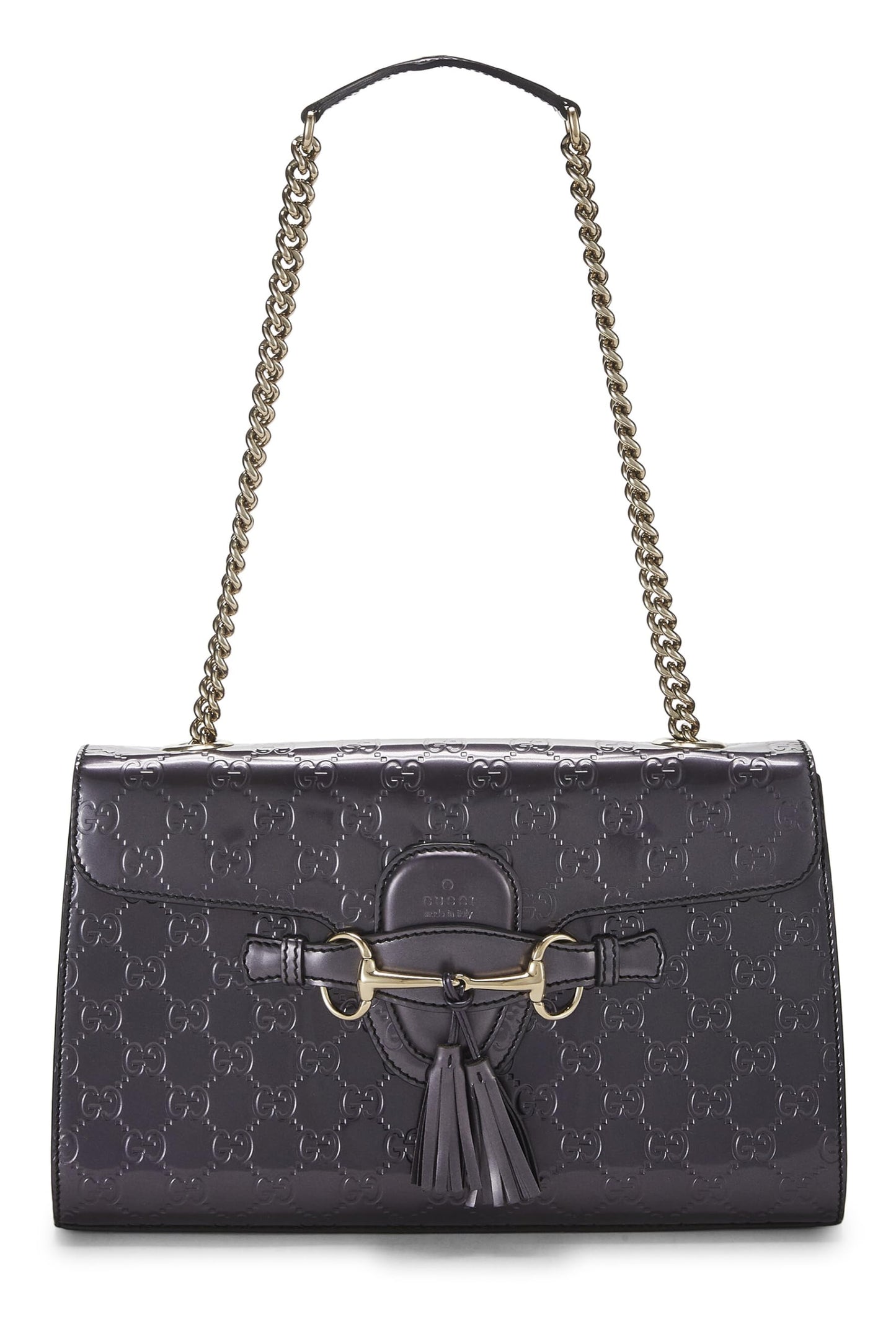 Gucci, Purple Guccissima Patent Leather Emily Chain Shoulder Bag, Purple