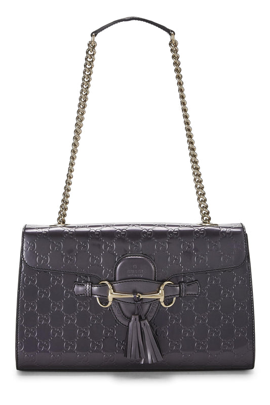 Gucci, Purple Guccissima Patent Leather Emily Chain Shoulder Bag, Purple