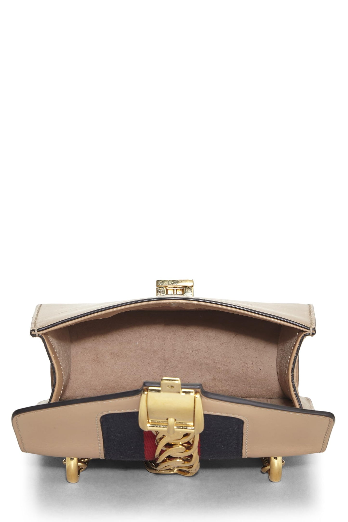 Gucci, Beige Leather Web Sylvie Mini, Beige