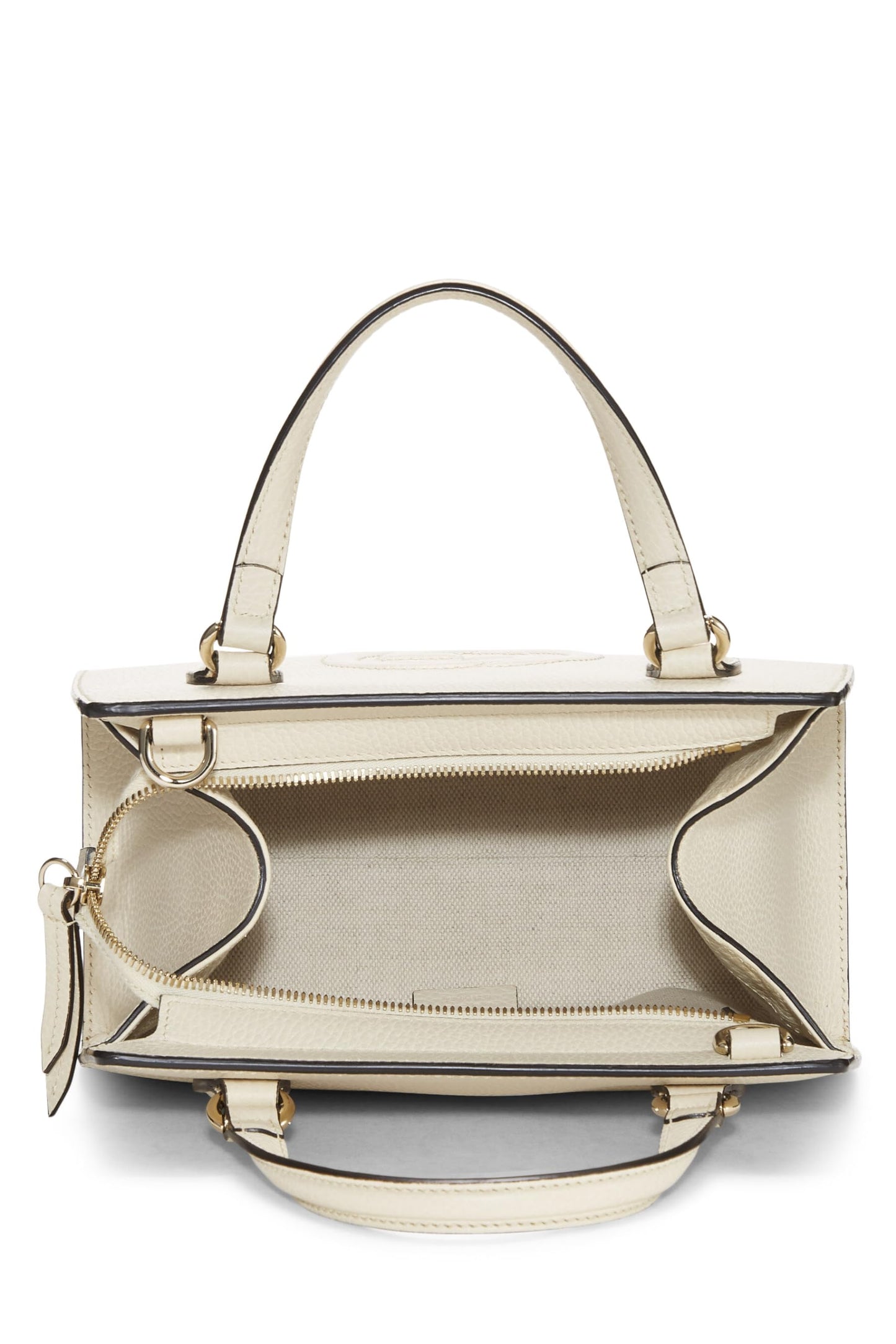 Gucci, Cream Grained Leather Soho Handbag, White