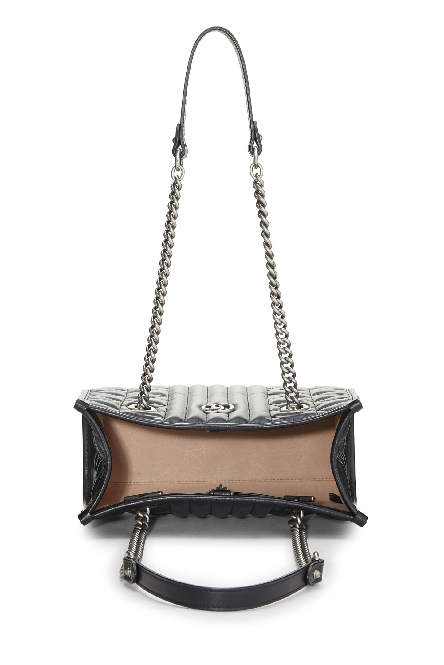 Gucci, Black Leather GG Marmont Chain Tote Small, Black