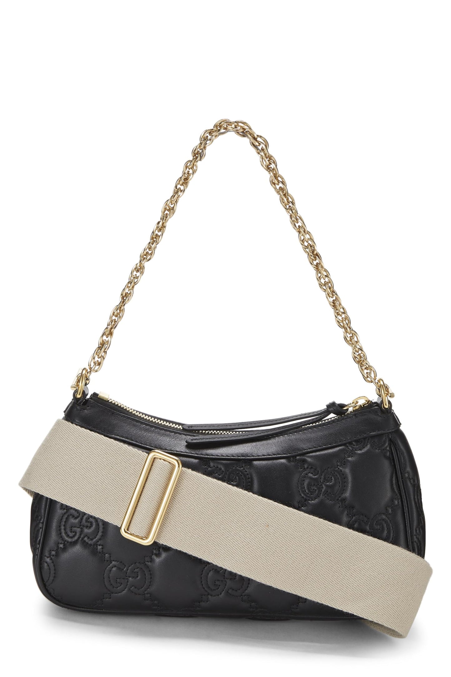 Gucci, Black Leather 'GG' Marmont Matelassé Shoulder Bag, Black