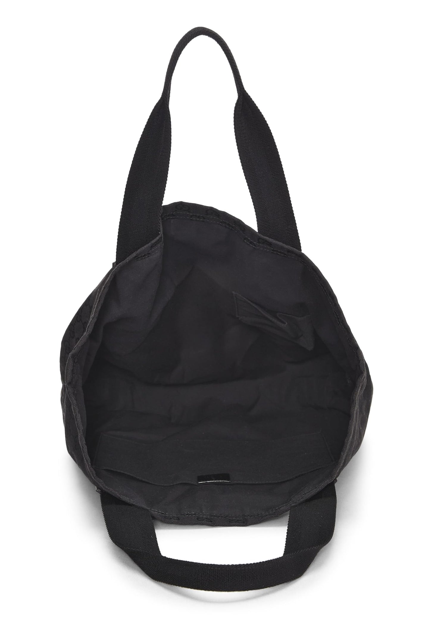 Gucci, Black Original GG Canvas Flat Web Tote, Black