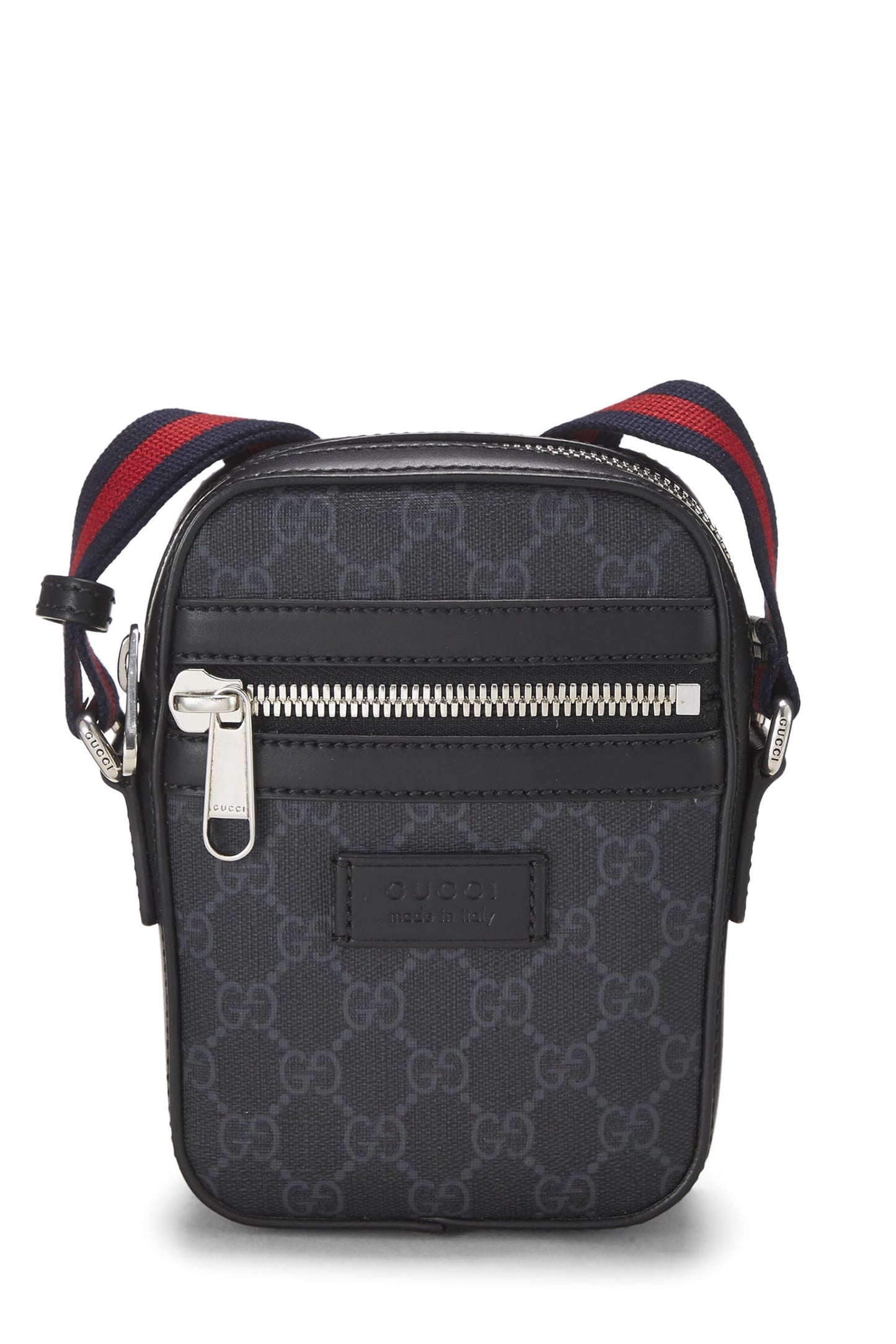 Gucci, Black GG Supreme Canvas Vertical Web Messenger Mini, Black