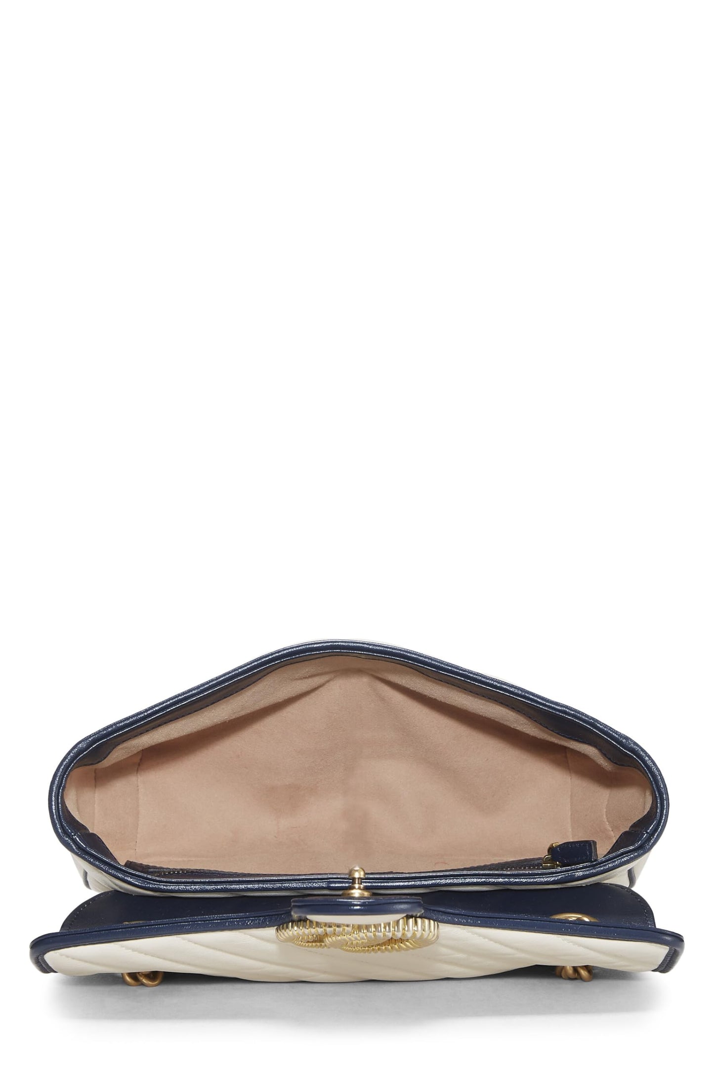 Gucci, White Leather Torchon GG Marmont Shoulder Bag Small, White