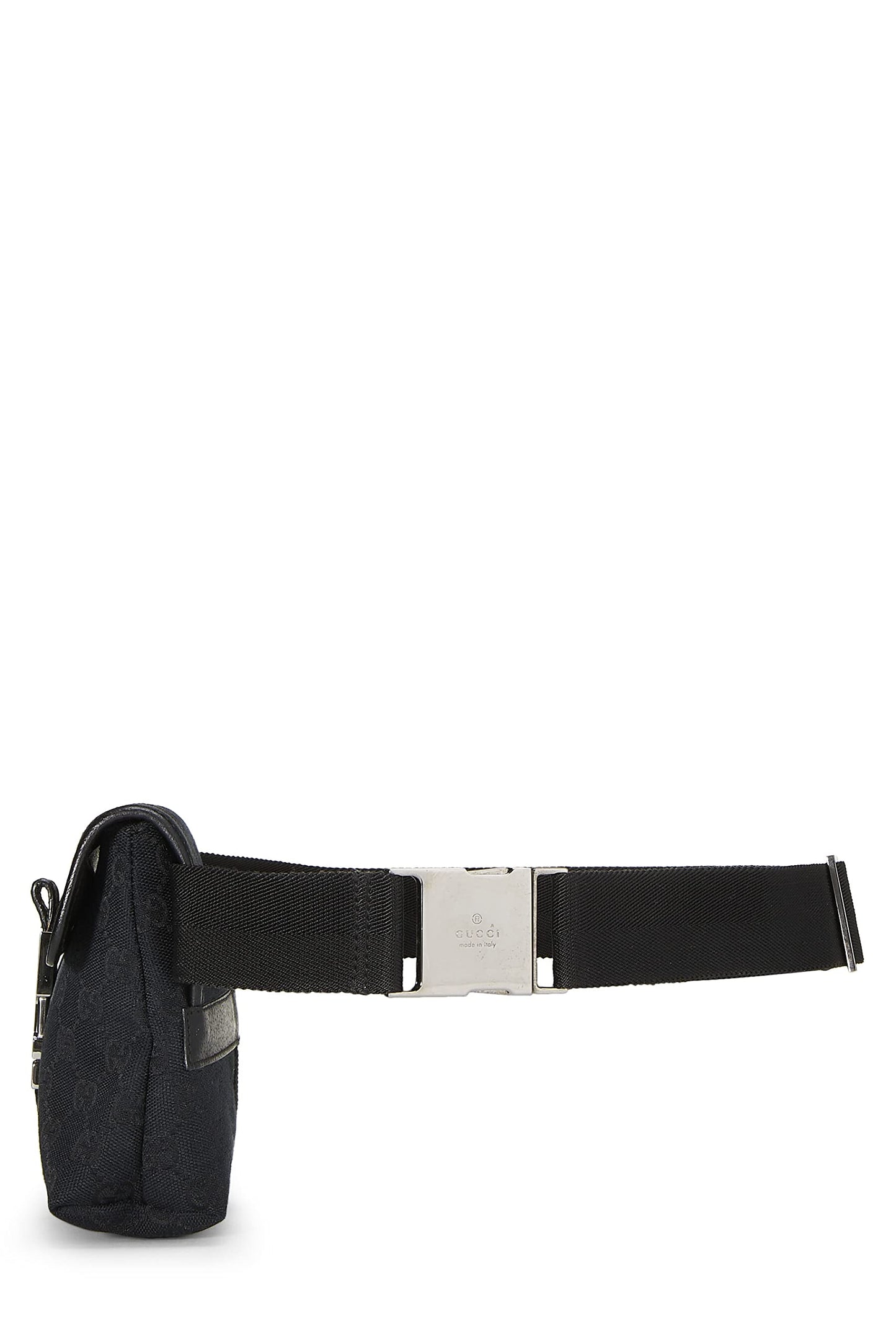 Gucci, Black Original GG Canvas Buckle Flap Belt Bag Small, Black