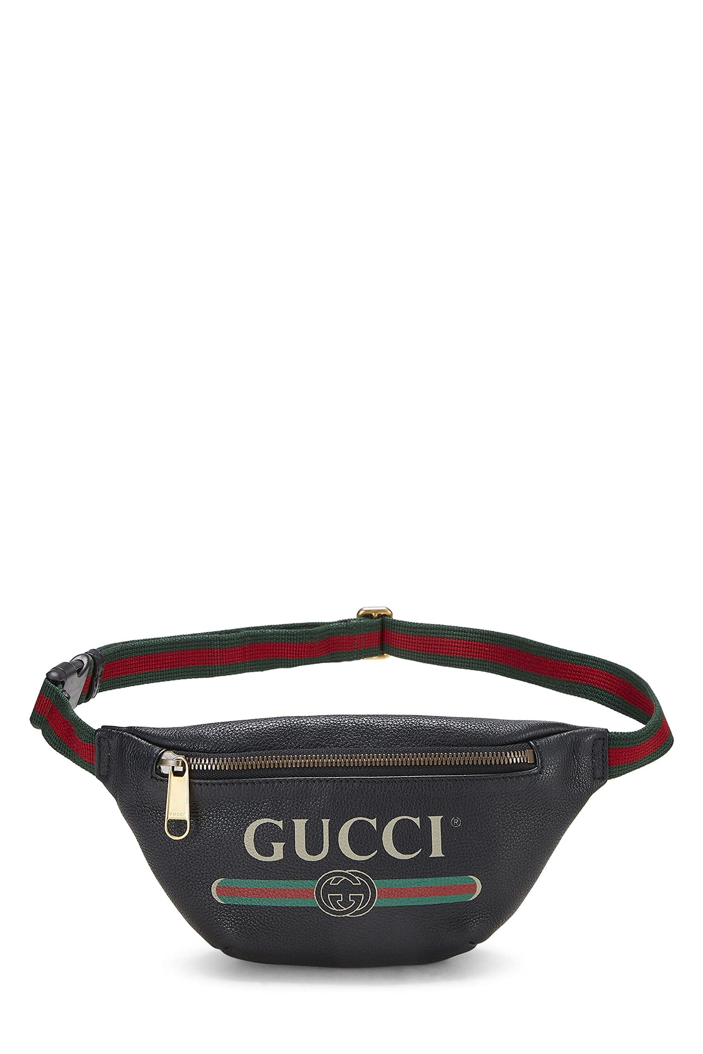 Gucci, Black Leather Logo Print Belt Bag Small, Black