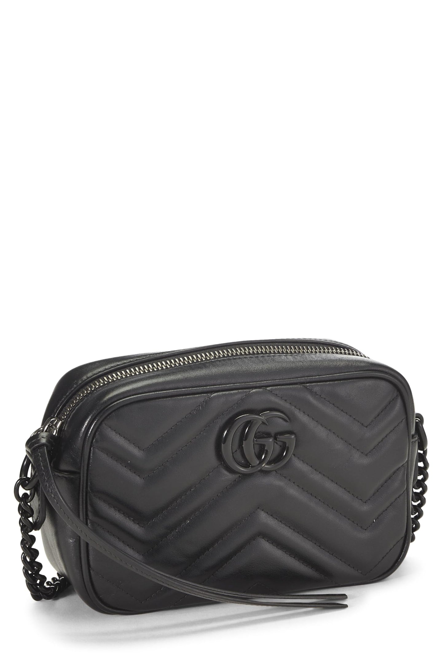 Gucci, Black Leather GG Marmont Crossbody Mini, Black