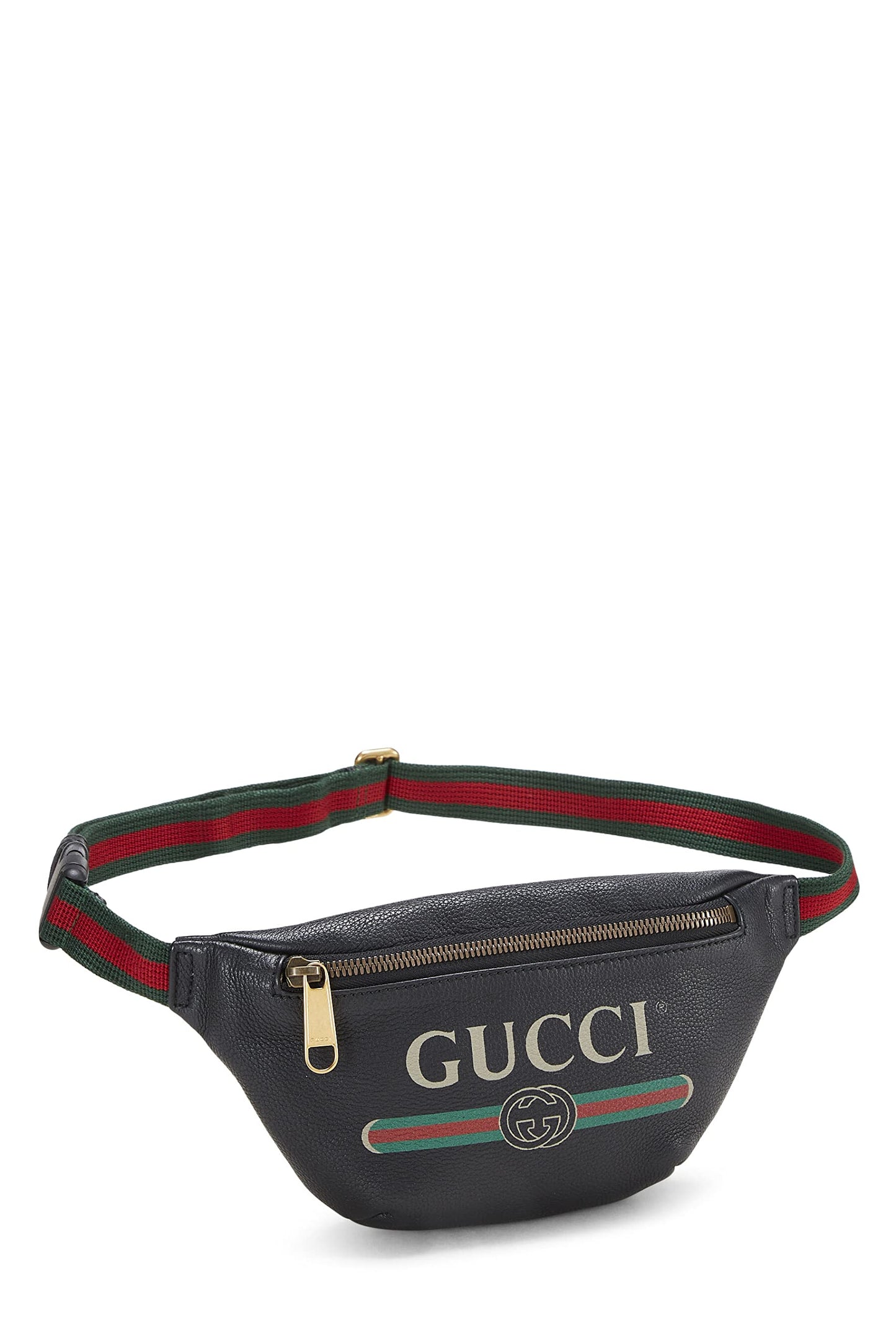 Gucci, Black Leather Logo Printed Belt Bag Small, Black
