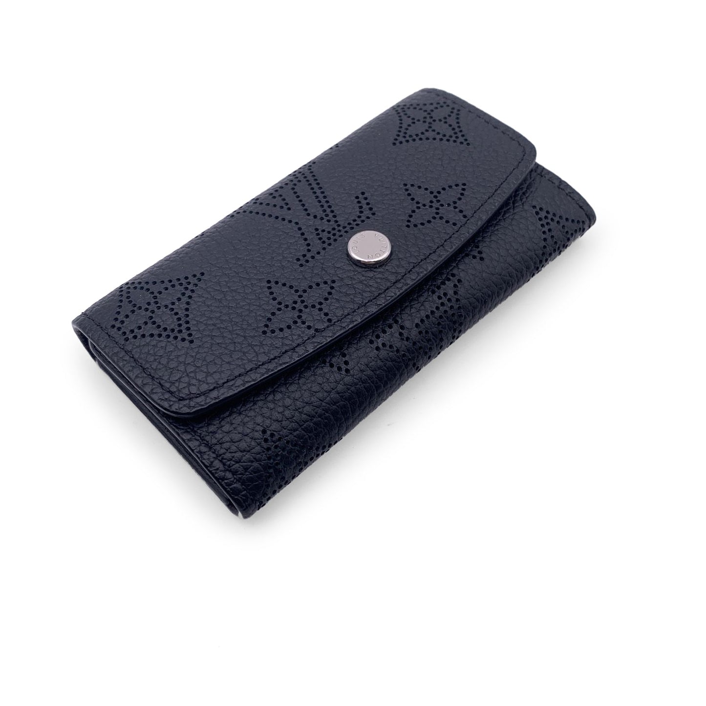 LOUIS VUITTON Black Mahina Leather Multicle 4 Key Case Holder Pouch