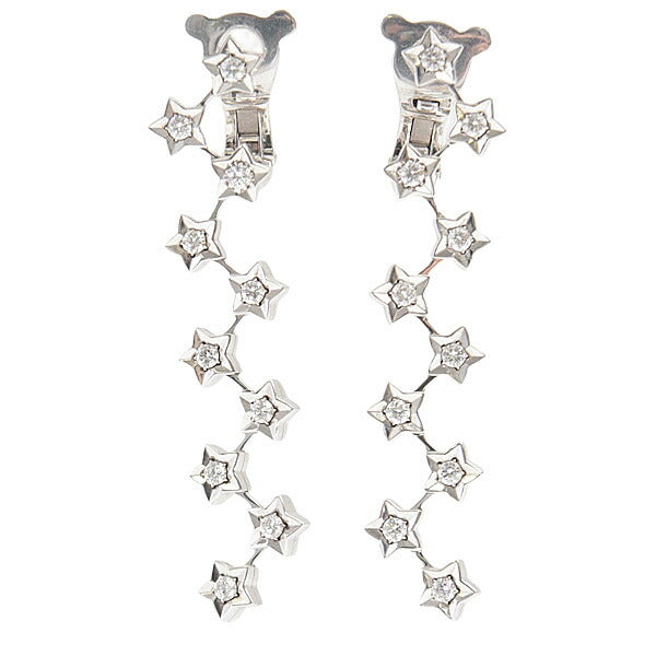 Chanel 18K White Gold Comete Star Diamond Earrings